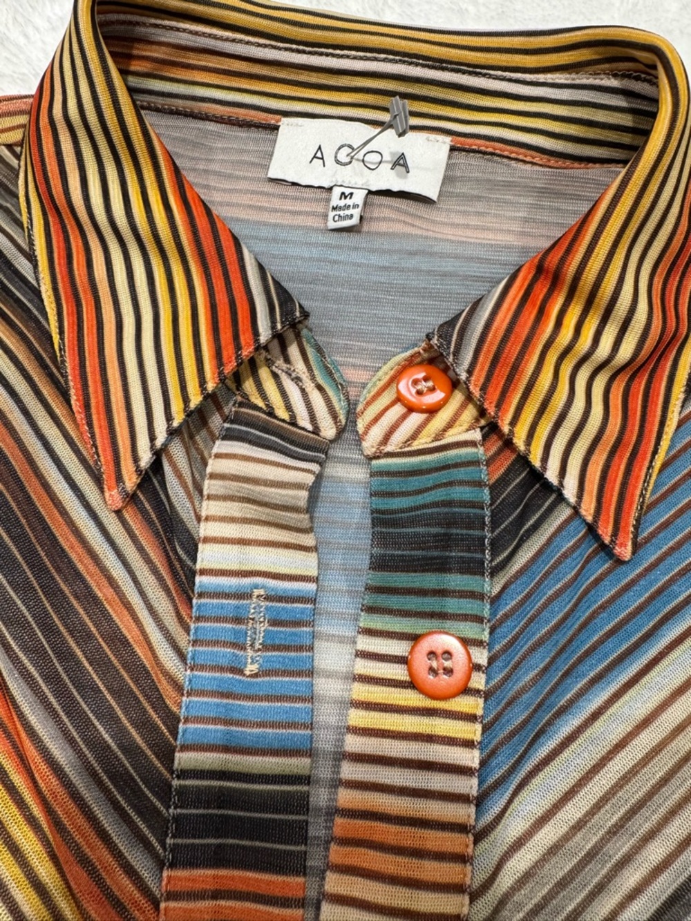 ACOA Vibrant Striped Midi Dress - Sheer Duster Cover-Up - Size M - Picture 2 of 3
